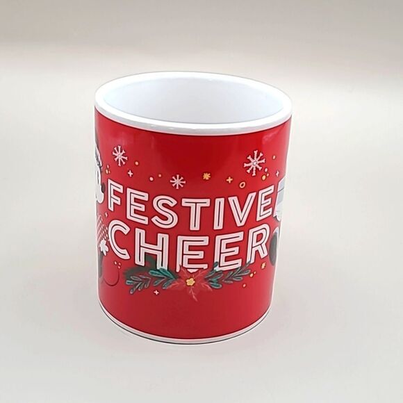 Disney Festive Cheer Red Coffee Mug with Minnie & Mickey Mouse - Picture 3 of 8